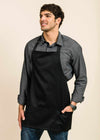 Short Full Black Apron with Pinstripes